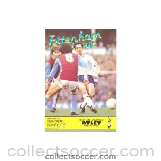 1982 - Tottenham Hotspur v Manchester City official programme 20/02/1982 Football League - Collect Soccer