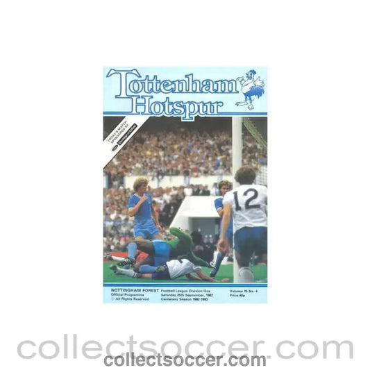 1982 - Tottenham Hotspur v Nottingham Forest official programme 25/09/1982 Football League - Collect Soccer