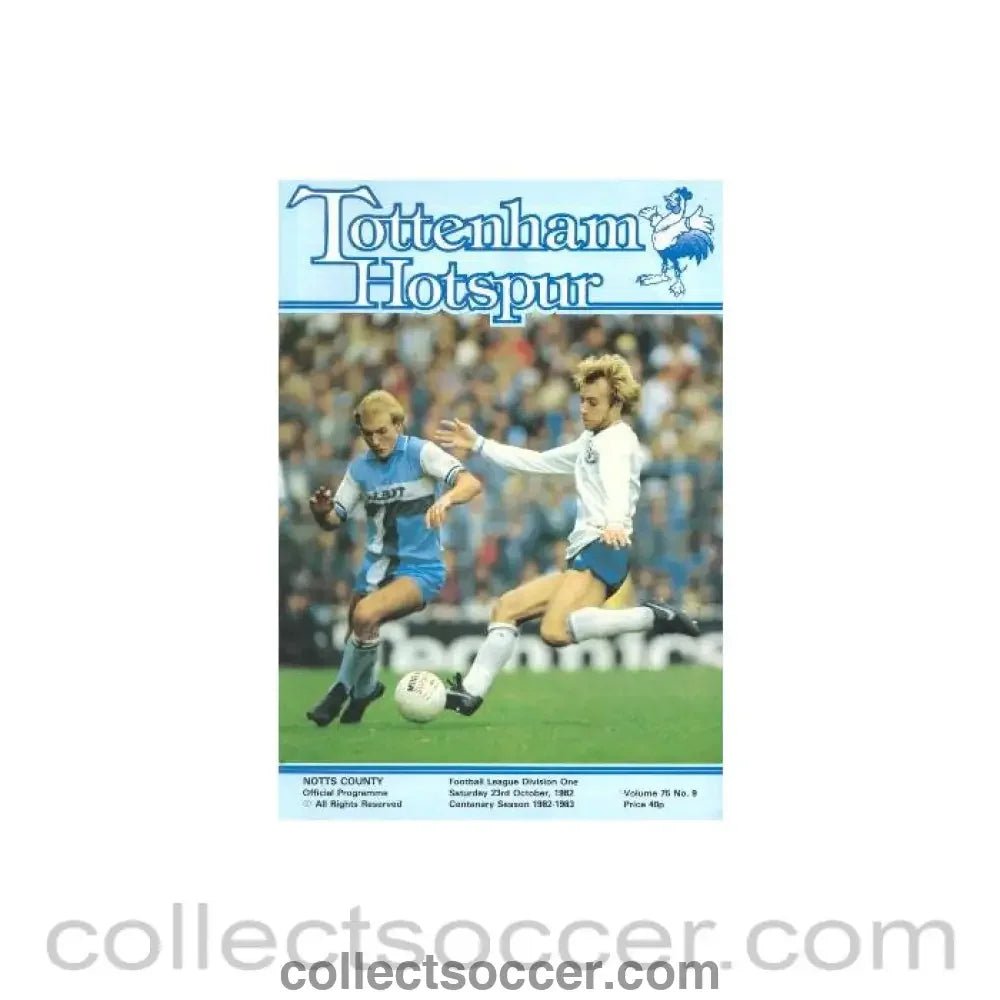 1982 - Tottenham Hotspur v Notts County official programme 23/10/1982 Football League - Collect Soccer