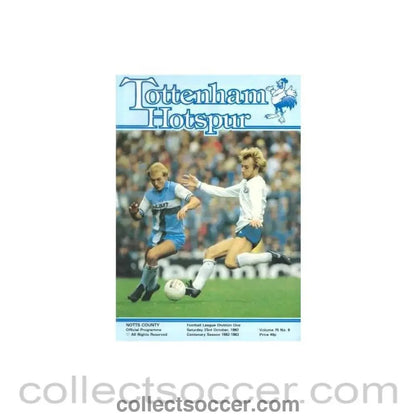 1982 - Tottenham Hotspur v Notts County official programme 23/10/1982 Football League - Collect Soccer