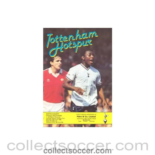 1982 - Tottenham Hotspur v Notts County official programme 24/04/1982 Football League - Collect Soccer