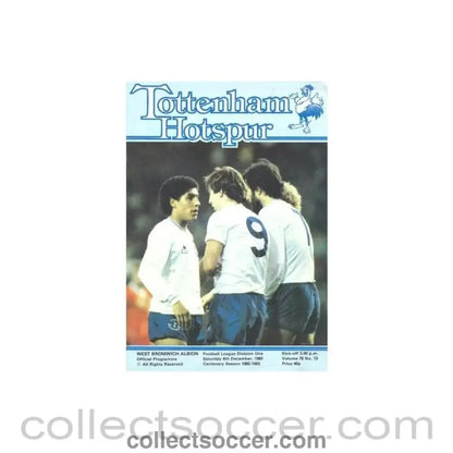 1982 - Tottenham Hotspur v West Bromwich Albion official programme 04/12/1982 Football League - Collect Soccer