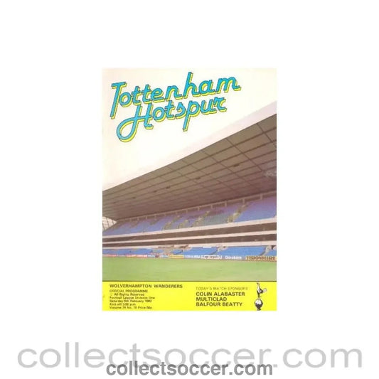 1982 - Tottenham Hotspur v Wolverhampton Wanderers official programme 06/02/1982 Football League - Collect Soccer