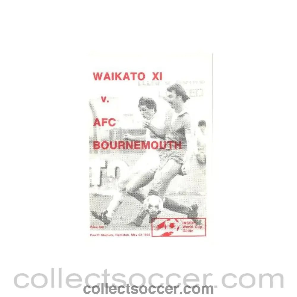 1982 - Waikato XI v Bournemouth official programme 23/05/1982 - Collect Soccer