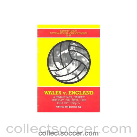 1982 Wales v England official programme 27/04/1982 - Collect Soccer