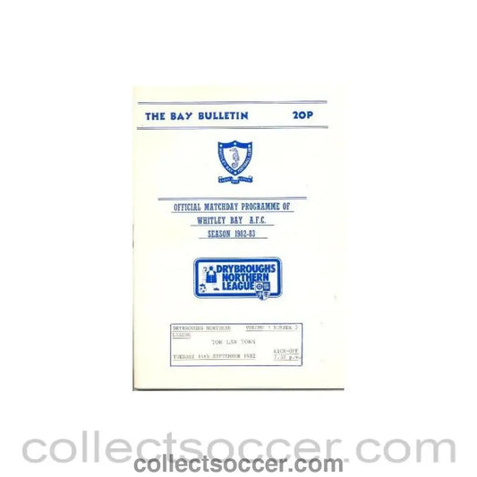 1982 - Whitley Bay v Tow Law official programme 14/09/1982 - Collect Soccer