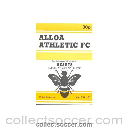 1983 - Alloa Athletic v Heart of Midlothian official programme 23/04/1983 - Collect Soccer
