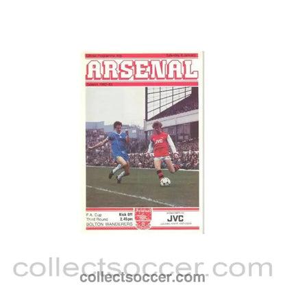 1983 - Arsenal v Bolton Wanderers official programme 08/01/1983 F.A. Cup - Collect Soccer
