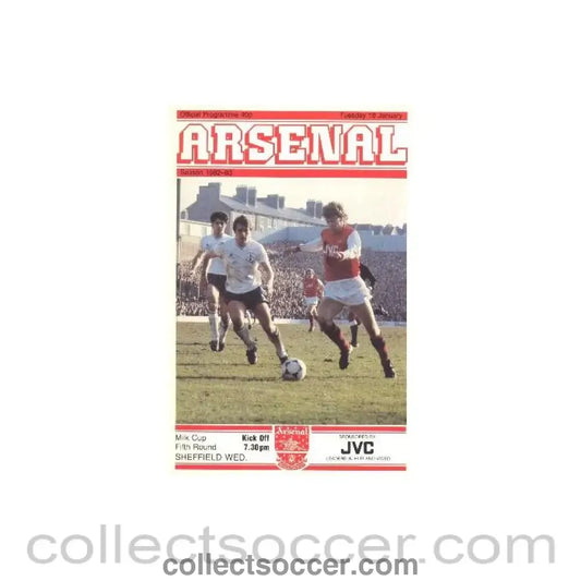 1983 - Arsenal v Sheffield Wednesday official programme 18/01/1983 Milk Cup
