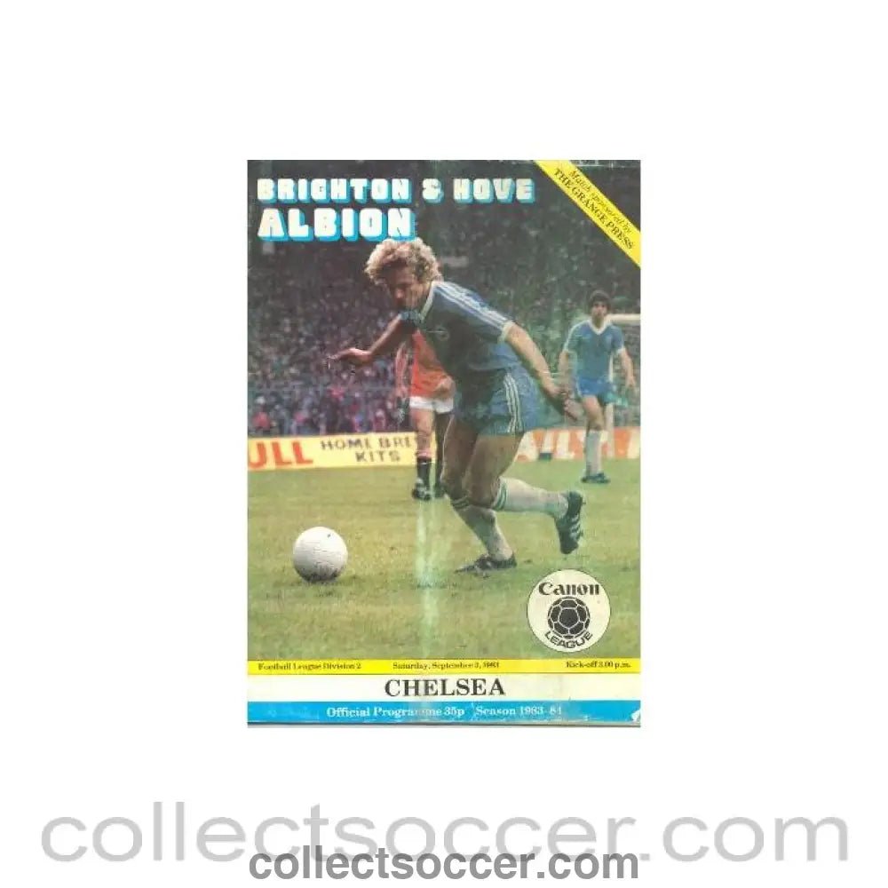 1983 - Brighton & Hove Albion vChelsea official programme 03/09/1983 - Collect Soccer