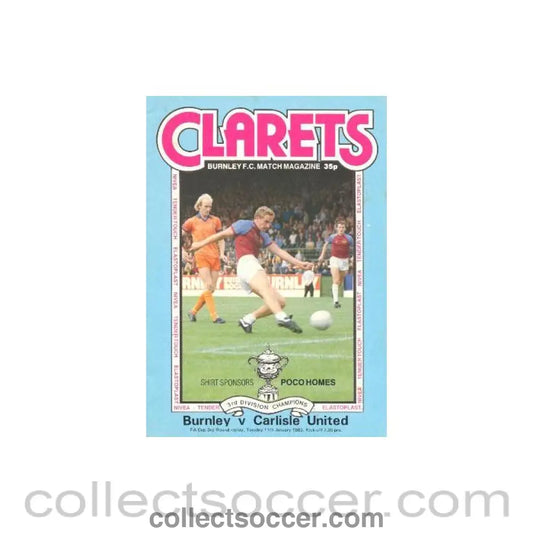1983 - Burnley v Carlisle United official programme 11/01/1983