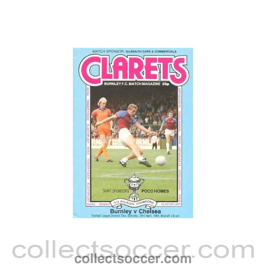 1983 - Burnley v Chelsea official programme 23/04/1983 - Collect Soccer