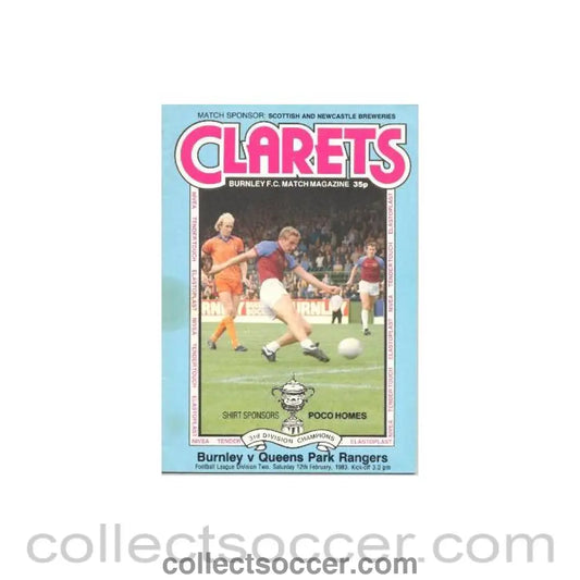 1983 - Burnley v Queen’s Park Rangers official programme 12/02/1983