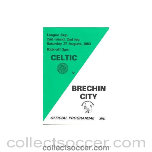 1983 - Celtic v Brechin City official programme 27/08/1983 Scottish League - Collect Soccer