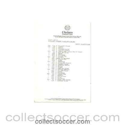 1983 - Chelsea South East Counties League Division One programme 1983 - 1984 - Collect Soccer