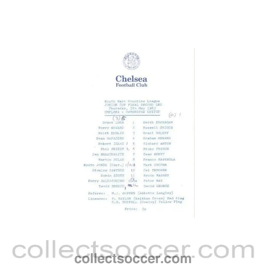 1983 - Chelsea v Cambridge United official programme 05/05/1983 F.A. Junior Cup Final