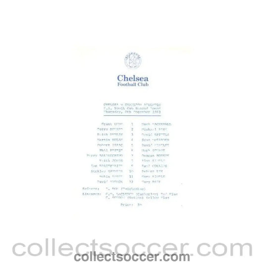 1983 - Chelsea v Charlton Athletic official programme 08/12/1983 - Collect Soccer
