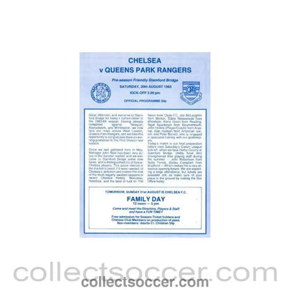 1983 - Chelsea v Queen's Park Rangers 20/08/1983 pre - seasonal friendly match - Collect Soccer