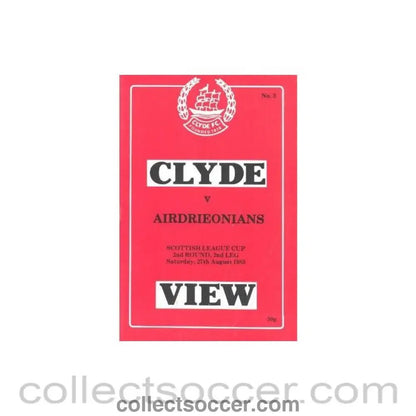 1983 - Clyde v Airdrieonians official programme 27/08/1983 Scottish League Cup - Collect Soccer