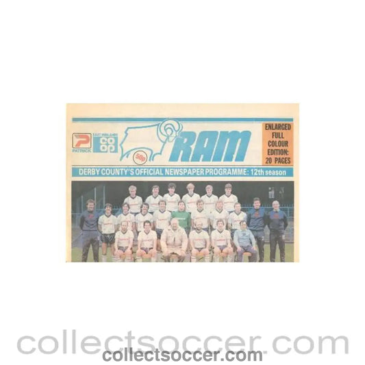 1983 - Derby County vChelsea official programme 29/01/1983 Ram newspaper