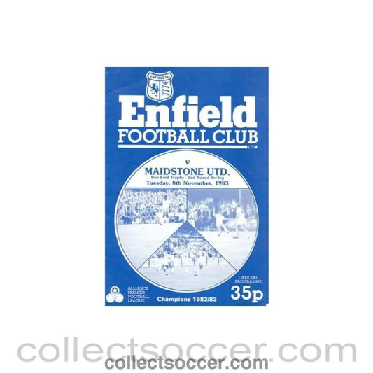 1983 - Enfield v Maidstone United official programme 08/11/1983 Bob Lord Trophy - Collect Soccer