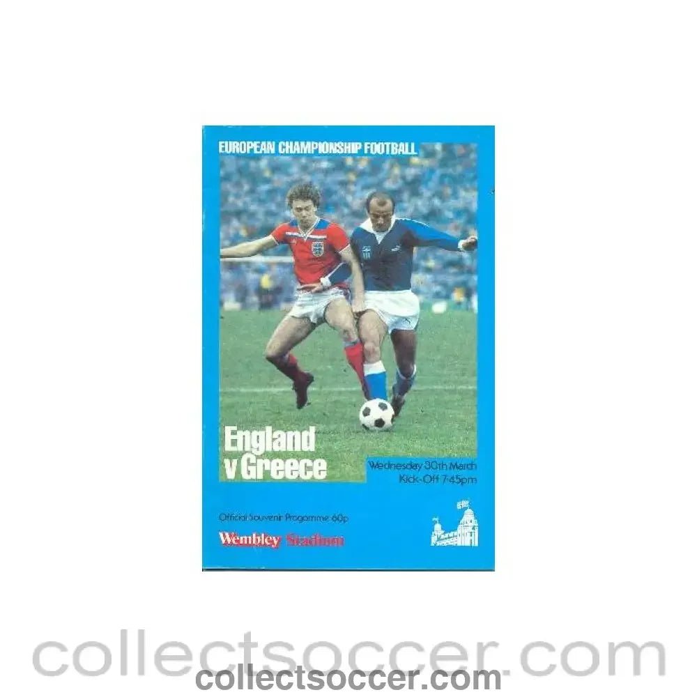 1983 England v Greece official programme 30/03/1983 - Collect Soccer