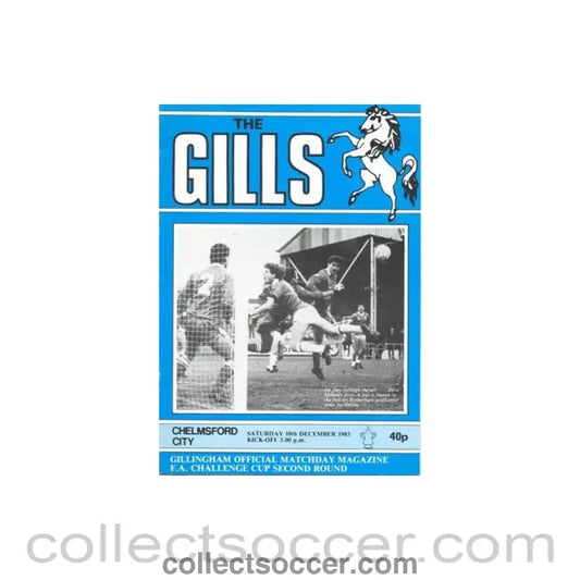 1983 - Gillingham v Chelmsford City official programme 10/12/1983 F.A. Cup - Collect Soccer