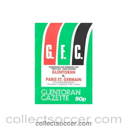 1983 - Glentoran v Paris St. Germain official programme 14/09/1983 - Collect Soccer