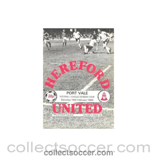 1983 - Hereford United v Port Vale official programme 19/02/1983 Football League - Collect Soccer