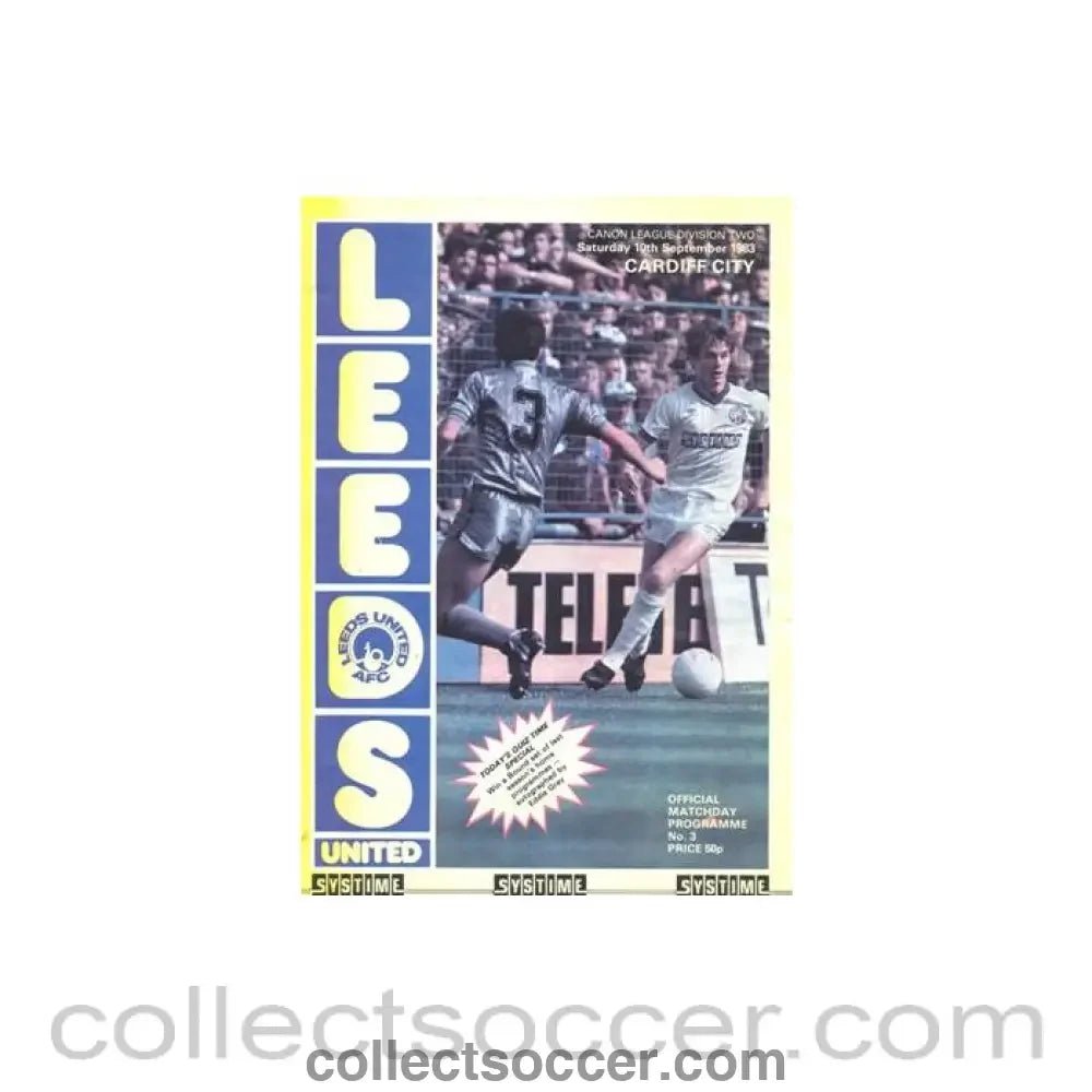 1983 - Leeds United v Cardiff City official programme 10/09/1983 Canon League - Collect Soccer