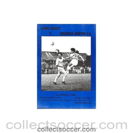 1983 - Lewes Select v Greenock Morton official programme 29/07/1983 - Collect Soccer