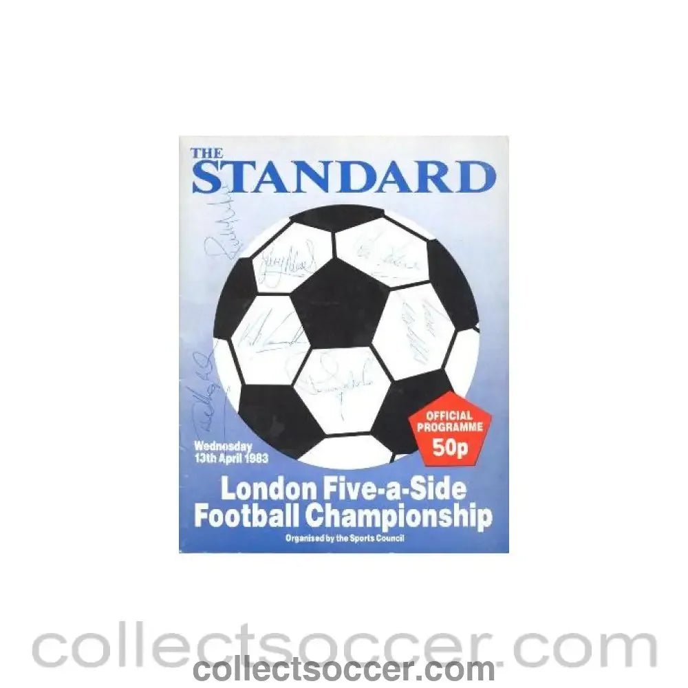 1983 London Five - a - Side Football Championship Evening Standard official programme Signed! - Collect Soccer