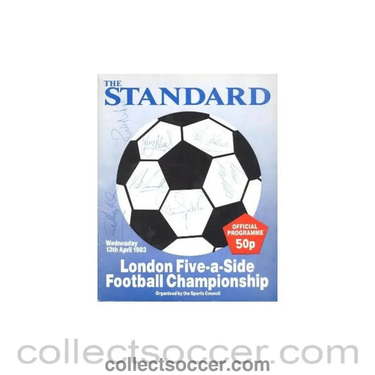 1983 London Five - a - Side Football Championship Evening Standard official programme Signed! - Collect Soccer