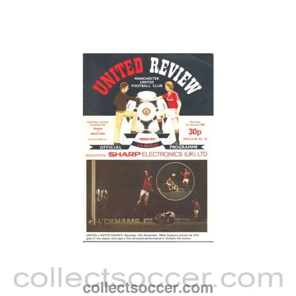 1983 - Manchester United v Aston Villa official programme 01/01/1983 - Collect Soccer