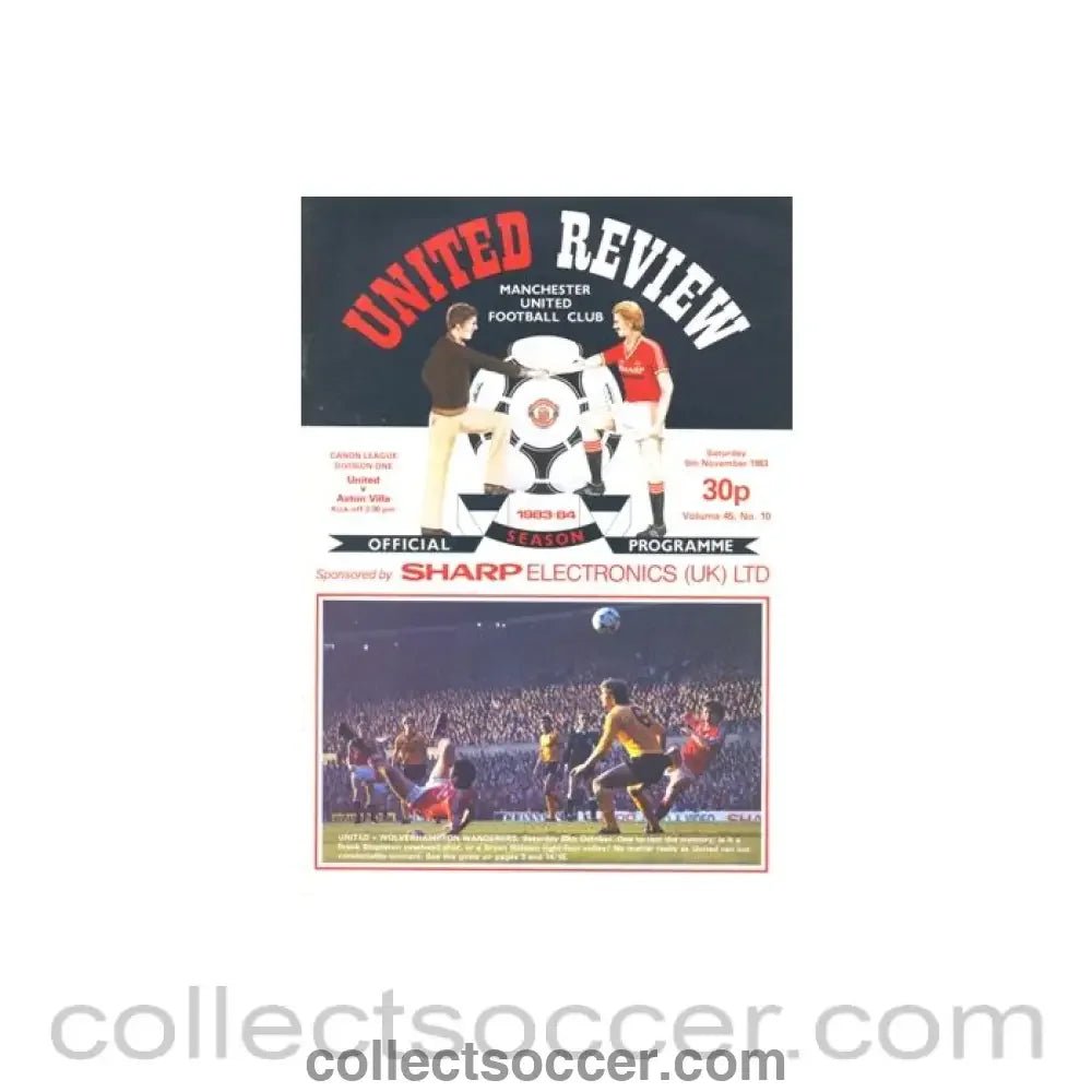1983 - Manchester United v Aston Villa official programme 05/11/1983 - Collect Soccer