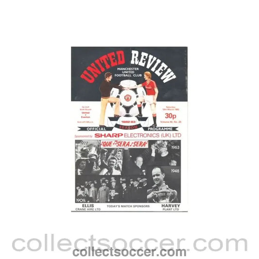 1983 - Manchester United v Everton official programme 12/03/1983 F.A. Cup - Collect Soccer
