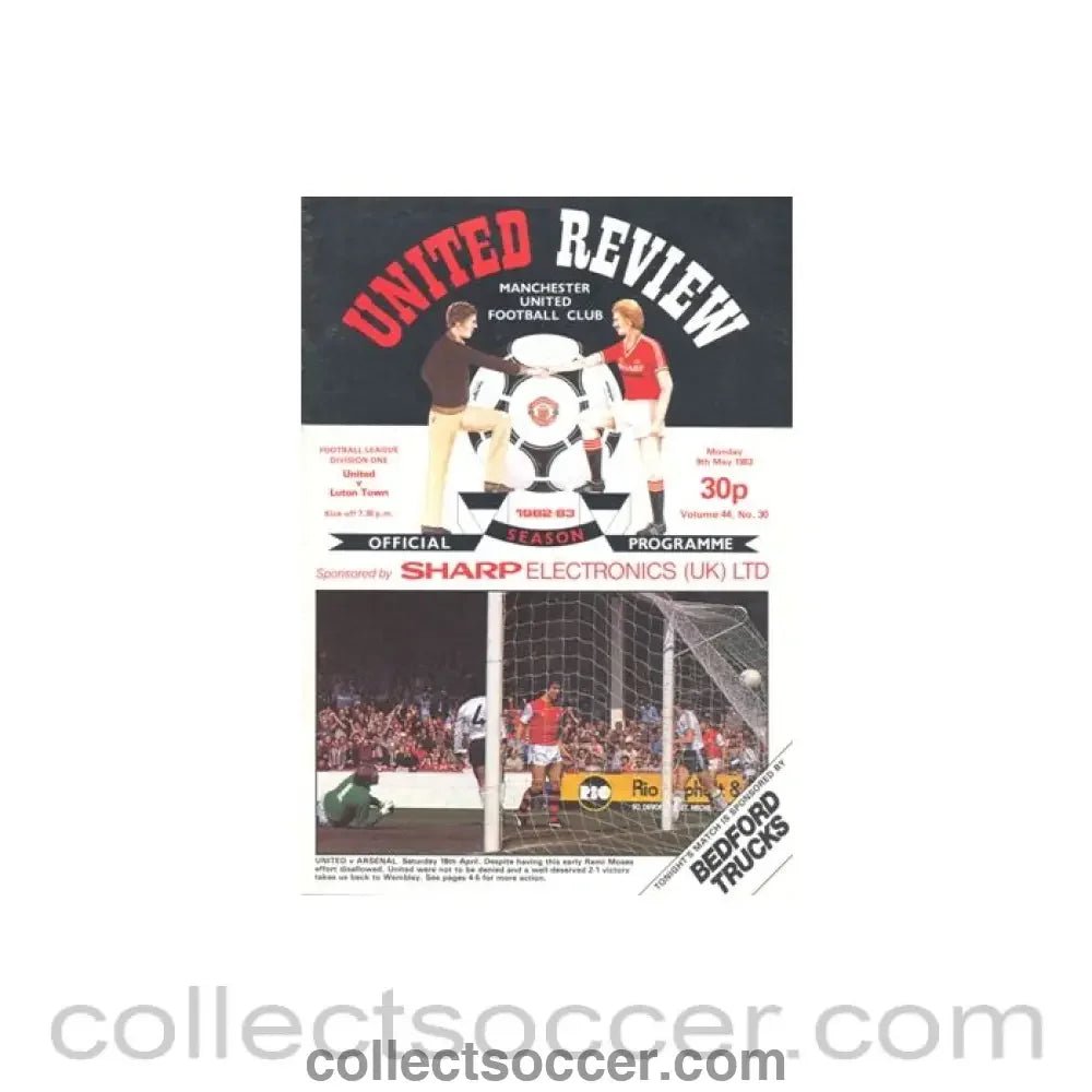 1983 - Manchester United v Luton Town official programme 09/05/1983 - Collect Soccer