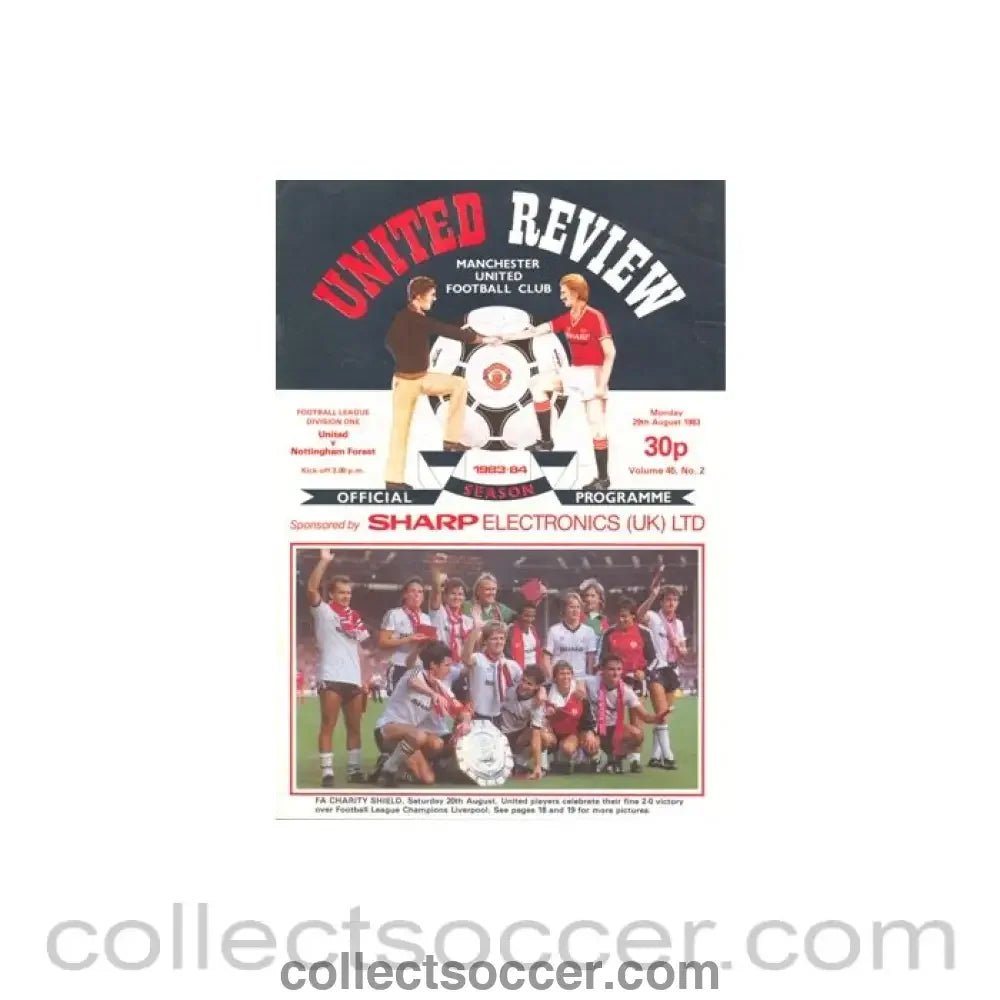 1983 - Manchester United v Nottingham Forest official programme 29/08/1983 - Collect Soccer