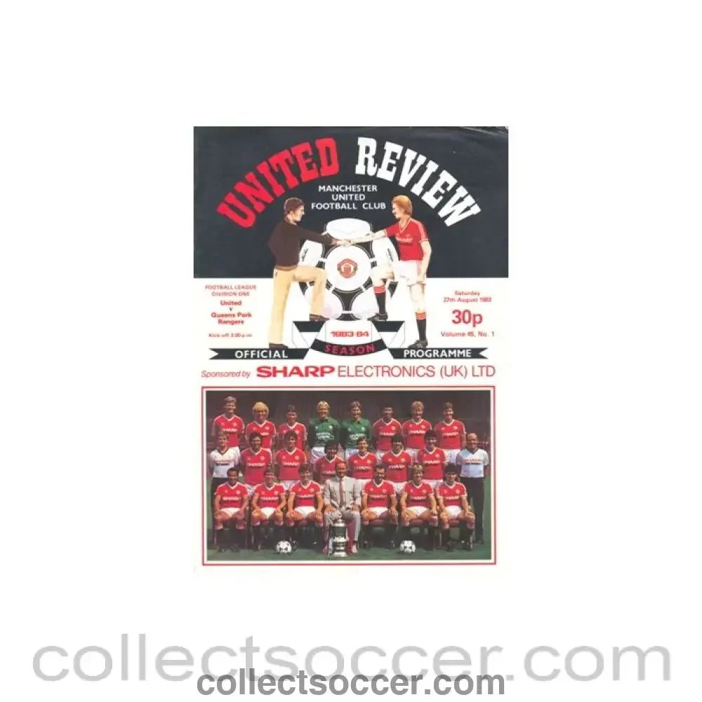 1983 - Manchester United v Queen's Park Rangers official programme 27/08/1983 - Collect Soccer