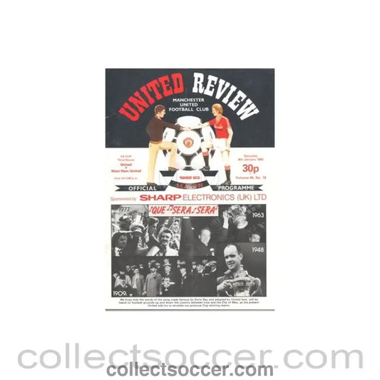 1983 - Manchester United v West Ham United official programme 08/01/1983 - Collect Soccer