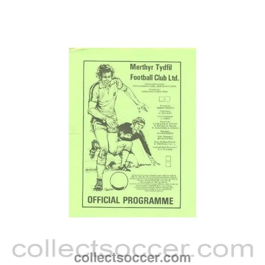 1983 - Merthyr Tydfil Wales v Cardiff City official programme 08/02/1983 friendly match Very Rare! - Collect Soccer