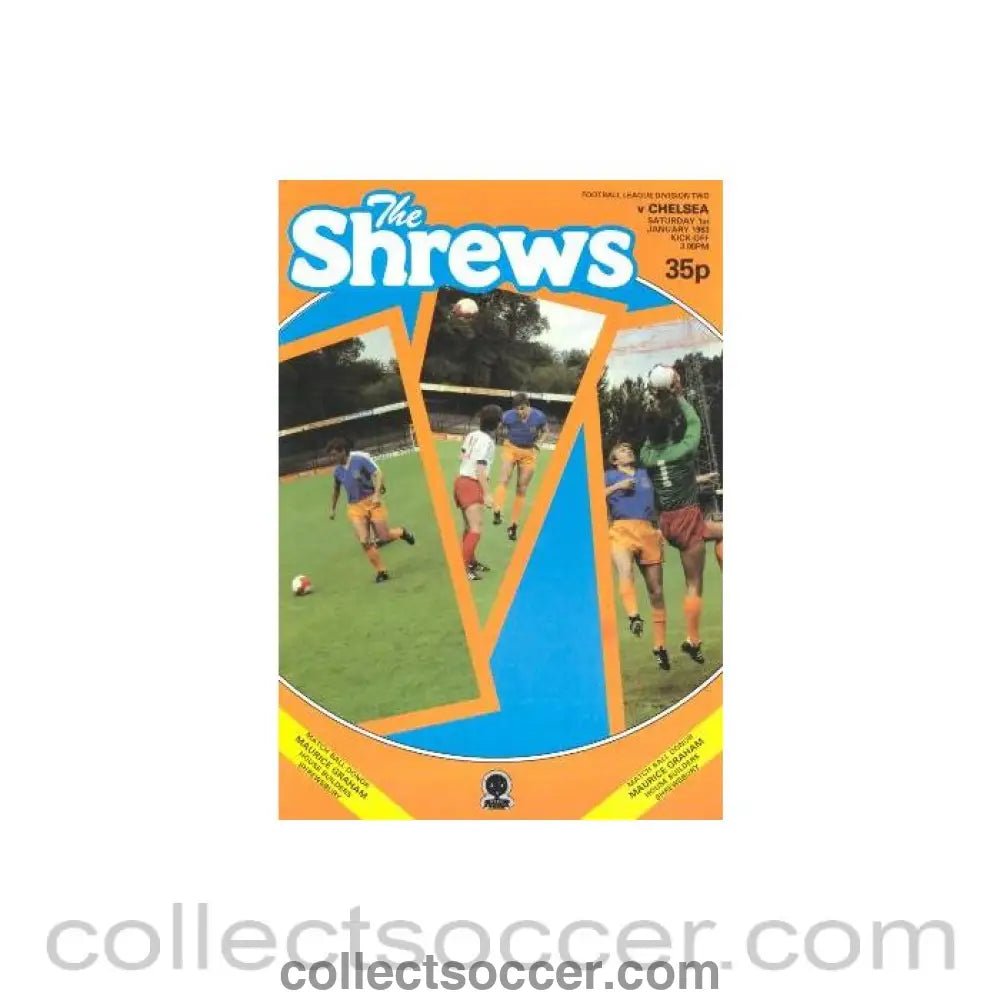 1983 - Shrewsbury Town vChelsea official programme 01/01/1983 - Collect Soccer