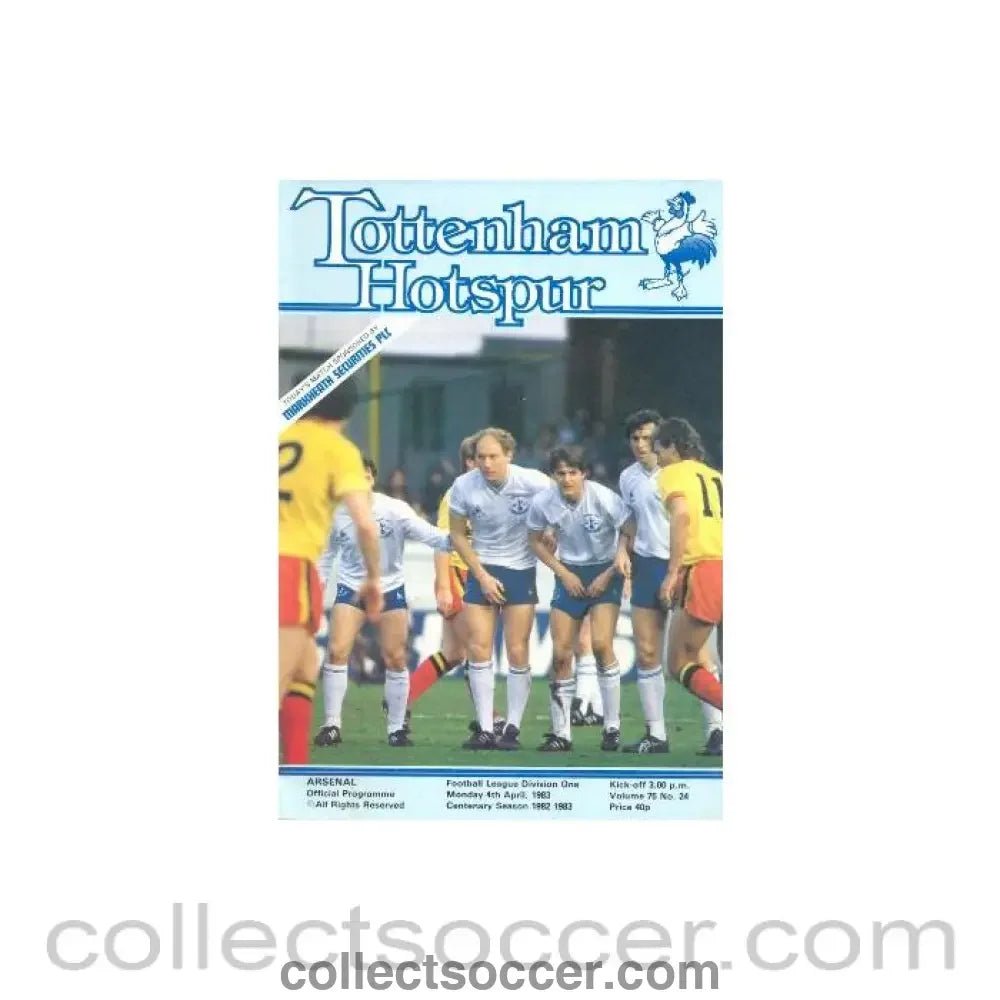 1983 - Tottenham Hotspur v Arsenal official programme 04/04/1983 Football League - Collect Soccer