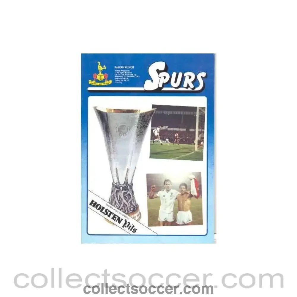 1983 - Tottenham Hotspur v Bayern Munich official programme 07/12/1983 European Cup Winners Cup - Collect Soccer