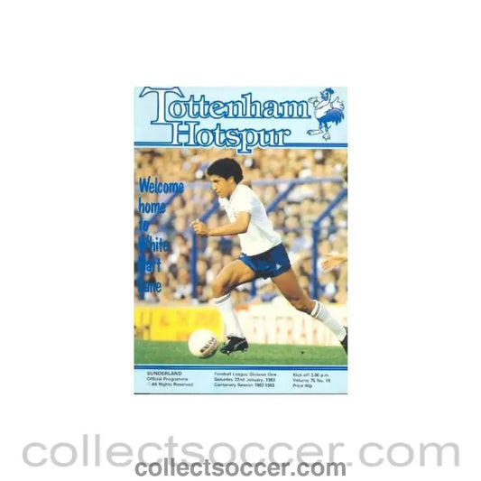 1983 - Tottenham Hotspur v Sunderland official programme 22/01/1983 Football League - Collect Soccer