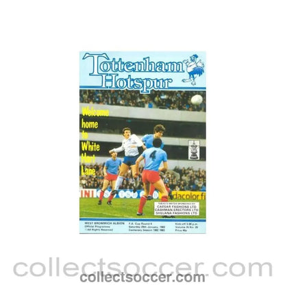 1983 - Tottenham Hotspur v West Bromwich Albion official programme 29/01/1983 F.A. Cup - Collect Soccer
