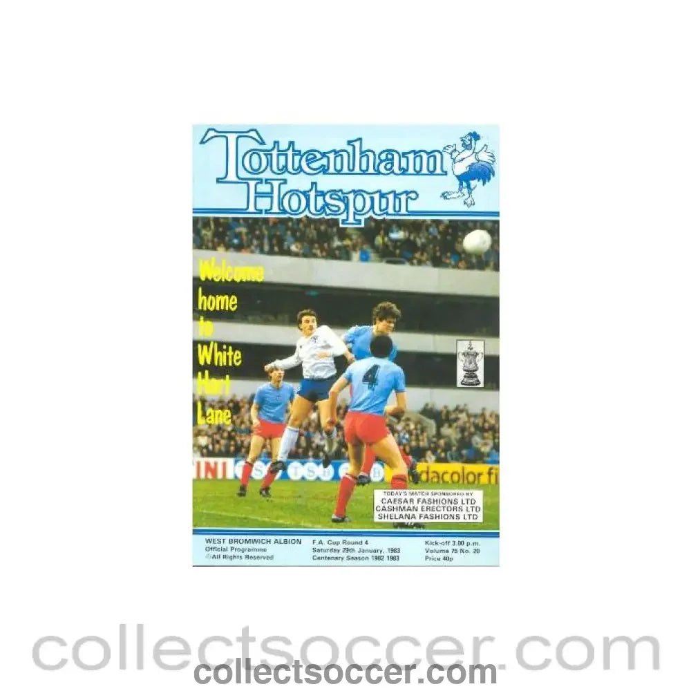 1983 - Tottenham Hotspur v West Bromwich Albion official programme 29/01/1983 F.A. Cup - Collect Soccer