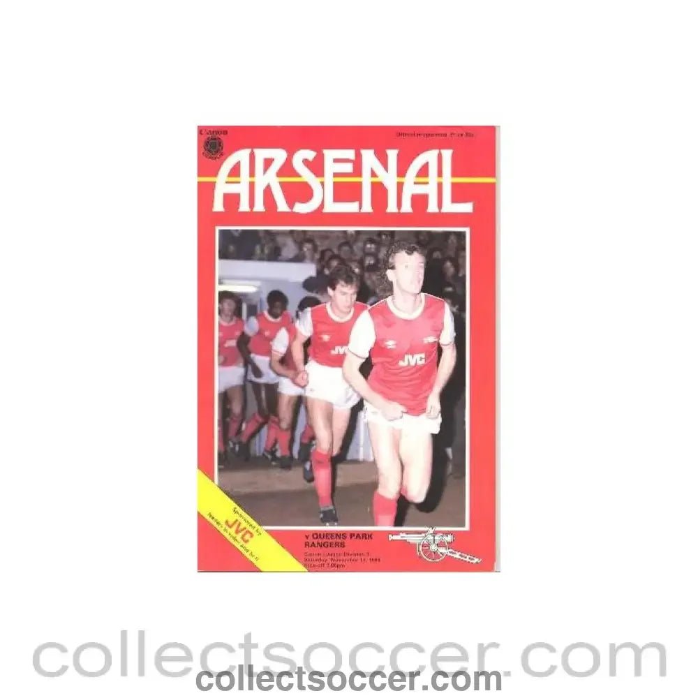 1984 - Arsenal v Queen's Park Rangers official programme 17/11/1984 Canon League - Collect Soccer