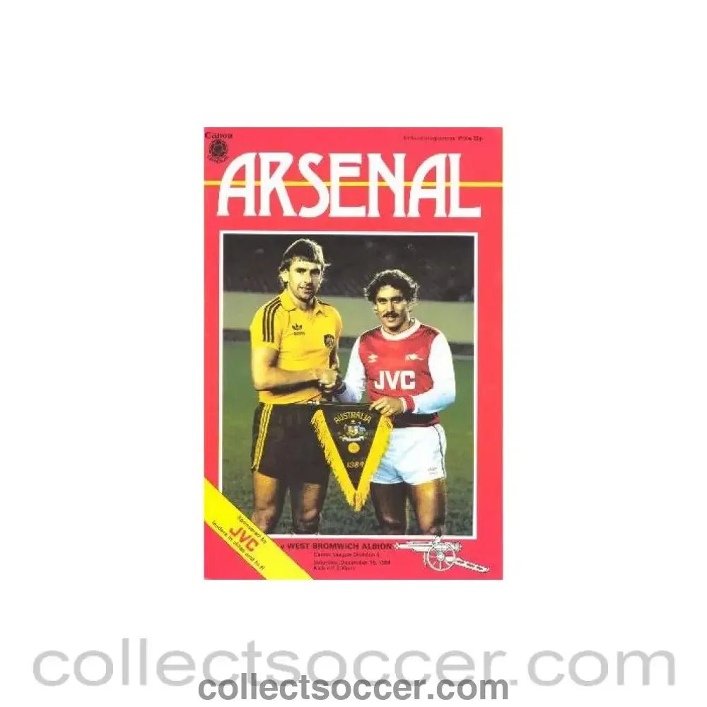 1984 - Arsenal v West Bromwich Albion official programme 15/12/1984 Canon League - Collect Soccer