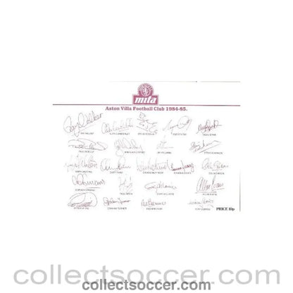 1984 - Aston Villa Signatures of Players Facsimile and team photograph 1984 - 85 - Collect Soccer